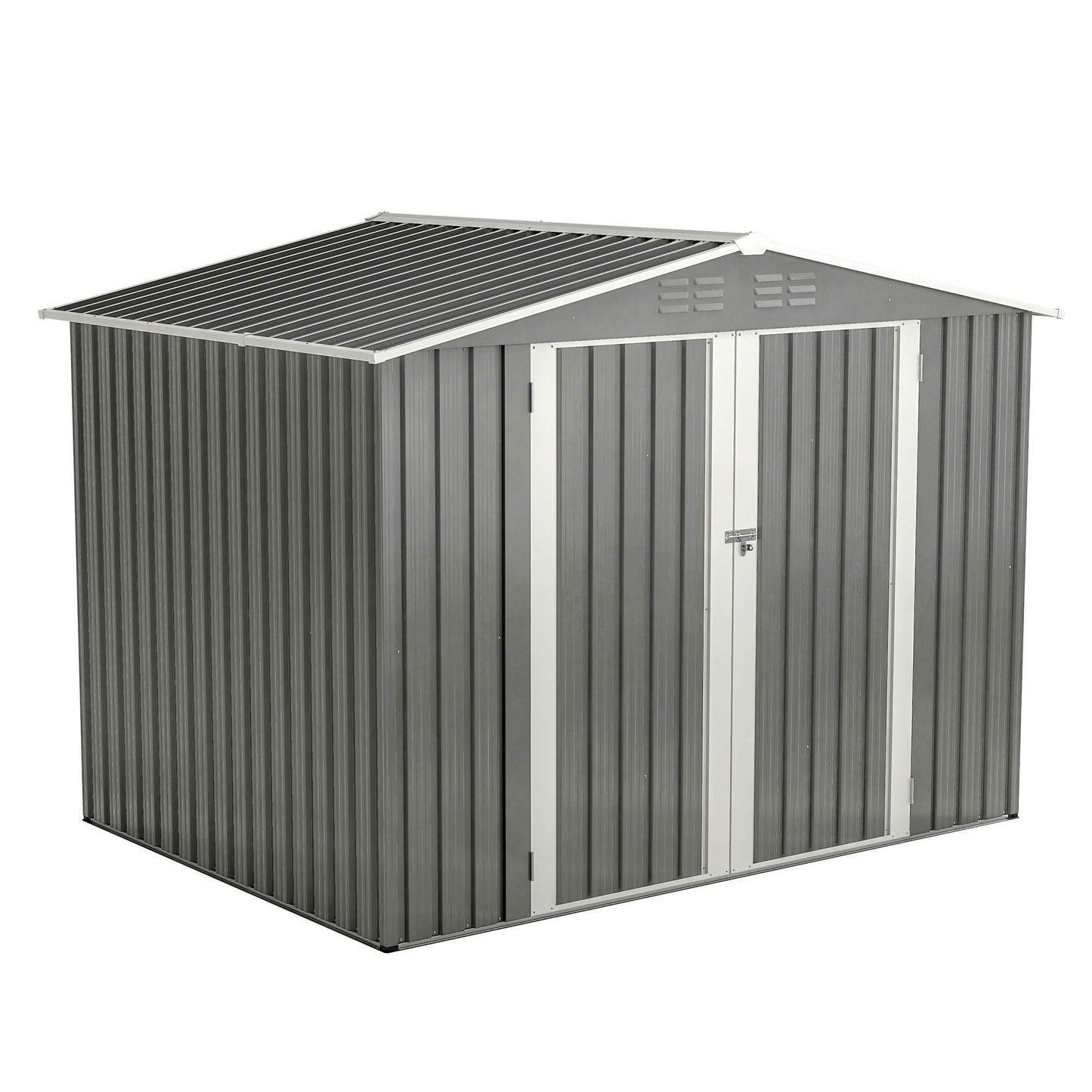 8 X 6 FT Outdoor Waterproof Garden Tool Storage Sheds With Metal Foundation With Floor Frame, Tool Shed With Lockable Hinged Doors & Air Vents