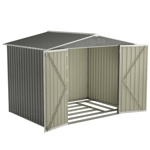 8 X 6 FT Outdoor Waterproof Garden Tool Storage Sheds With Metal Foundation With Floor Frame, Tool Shed With Lockable Hinged Doors & Air Vents