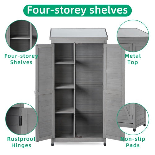 Outdoor Lockers Metal Tops, Garden Storage Sheds, Outdoor Wood High Canopy For Patio Patio Terraces