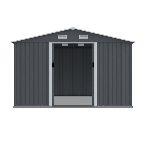Outdoor Storage Shed 8 X 10 FT Large Metal Tool Sheds Heavy Duty Storage House With Sliding Doors With Air Vent