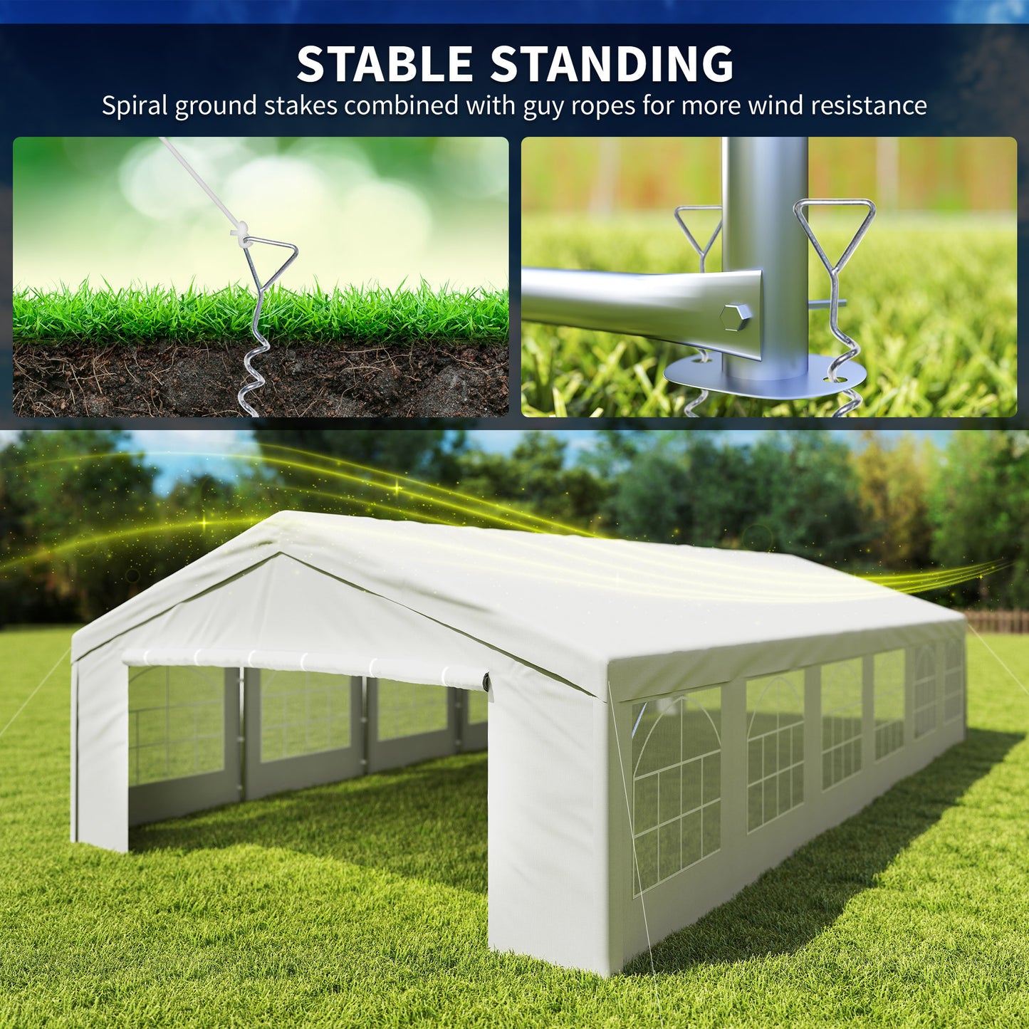 20' X 40' Large Wedding Tent With Removable Protective Sidewalls For Wedding And BBQ And Versatile Uses White