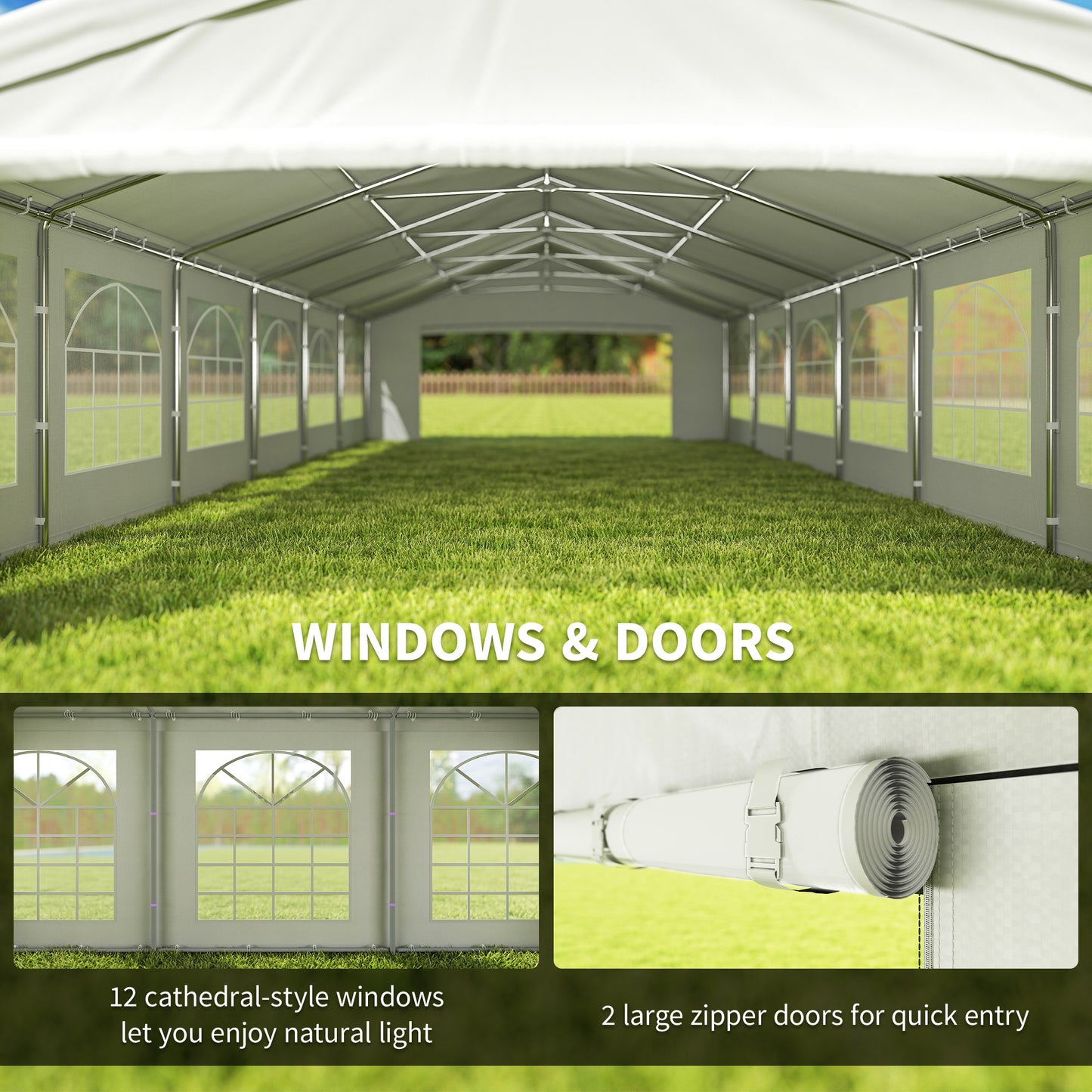 20' X 40' Large Wedding Tent With Removable Protective Sidewalls For Wedding And BBQ And Versatile Uses White