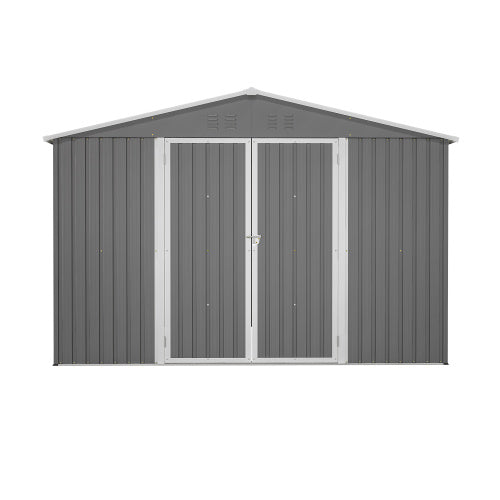 10 X 10 FT Outdoor Storage Shed, Large Metal Tool Sheds With Updated Frame Structure And Lockable Doors, Garden Shed