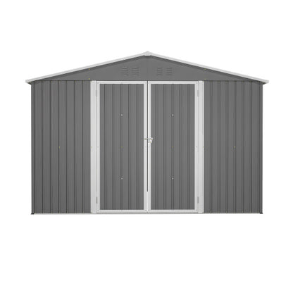10 X 10 FT Outdoor Storage Shed, Large Metal Tool Sheds With Updated Frame Structure And Lockable Doors, Garden Shed