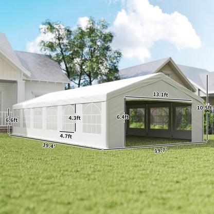20' X 40' Large Wedding Tent With Removable Protective Sidewalls For Wedding And BBQ And Versatile Uses White
