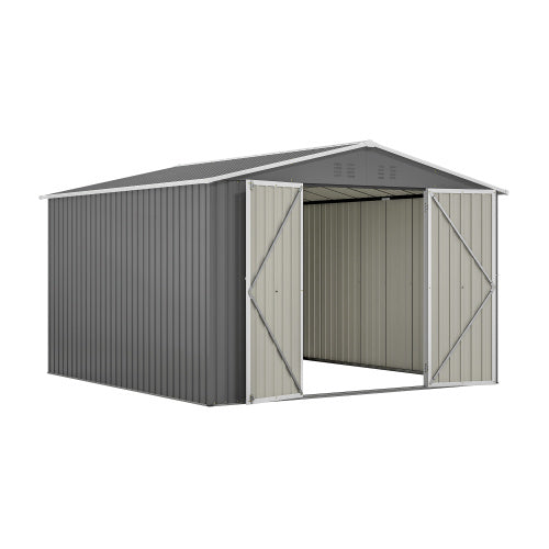10 X 10 FT Outdoor Storage Shed, Large Metal Tool Sheds With Updated Frame Structure And Lockable Doors, Garden Shed