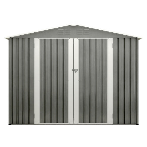 8 X 6 FT Outdoor Waterproof Garden Tool Storage Sheds With Metal Foundation With Floor Frame, Tool Shed With Lockable Hinged Doors & Air Vents