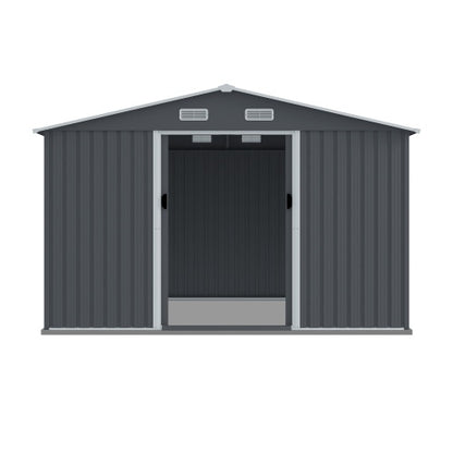 Outdoor Storage Shed 8 X 10 FT Large Metal Tool Sheds  Heavy Duty Storage House With Sliding Doors With Air Vent
