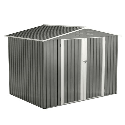 8 X 6 FT Outdoor Waterproof Garden Tool Storage Sheds With Metal Foundation With Floor Frame, Tool Shed With Lockable Hinged Doors & Air Vents