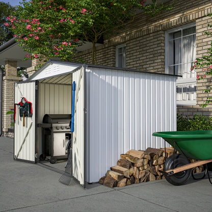 8 X 6 Ft Outdoor Storage Shed, All Weather Metal Sheds With 2 Lockable Doors, Tool Shed For Garden, Backyard, Lawn,White