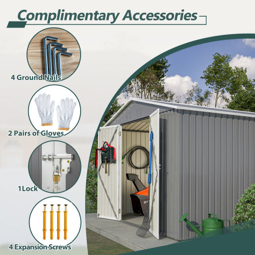 10 X 10 FT Outdoor Storage Shed, Large Metal Tool Sheds With Updated Frame Structure And Lockable Doors, Garden Shed