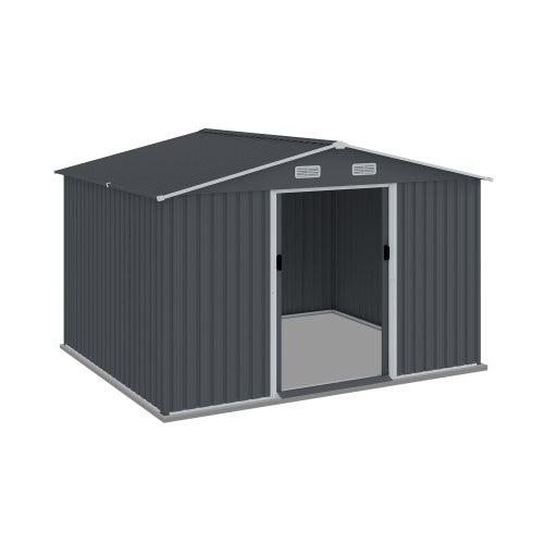 Outdoor Storage Shed 8 X 10 FT Large Metal Tool Sheds  Heavy Duty Storage House With Sliding Doors With Air Vent