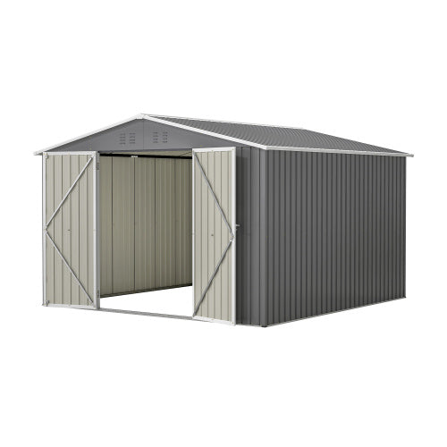 10 X 10 FT Outdoor Storage Shed, Large Metal Tool Sheds With Updated Frame Structure And Lockable Doors, Garden Shed